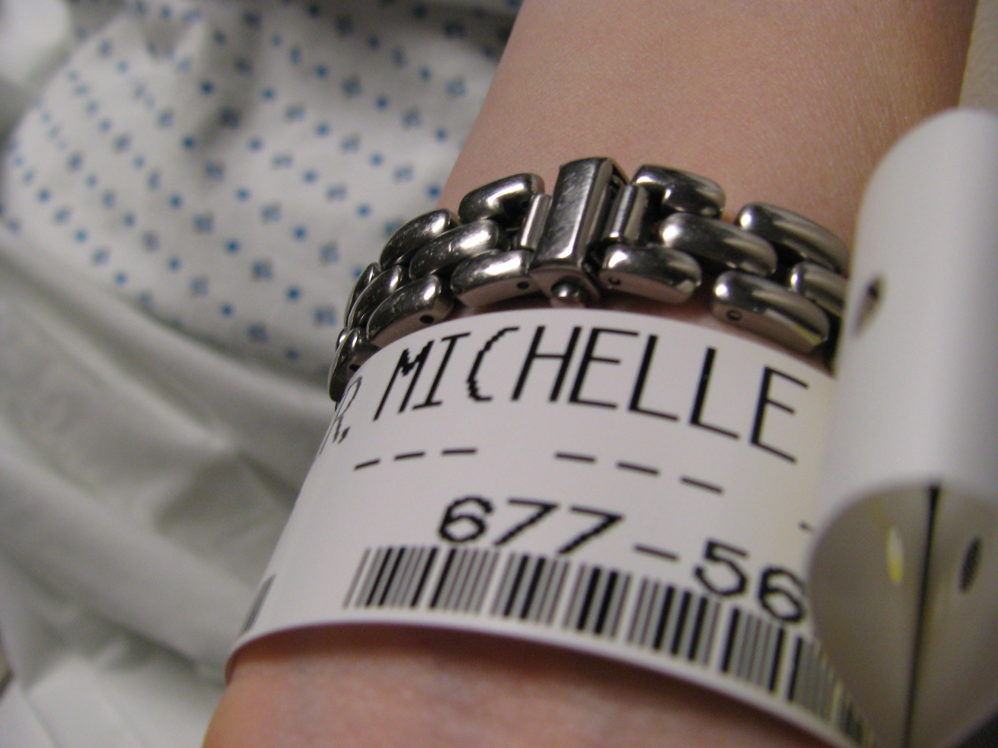 a picture of a patient wristband