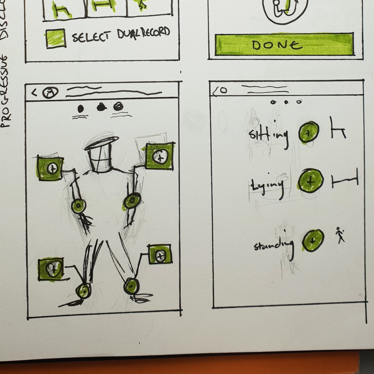 Wireframe sketch of blood pressure input