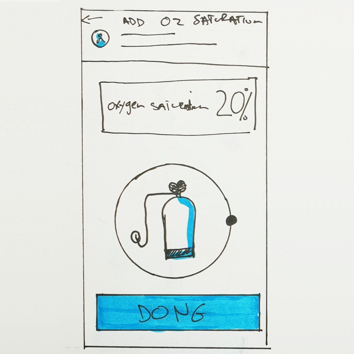 Wireframe sketch of oxygen saturation input