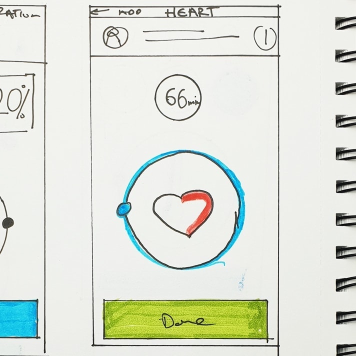 Wireframe sketch of heart rate input