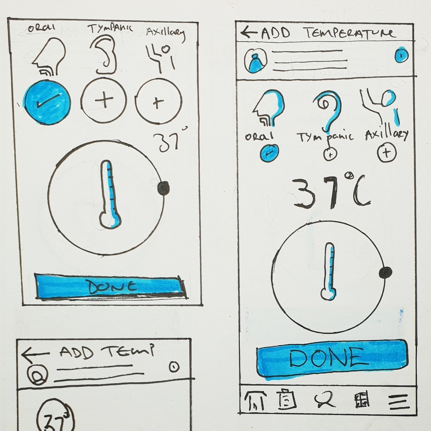 Wireframe sketch of temperature input