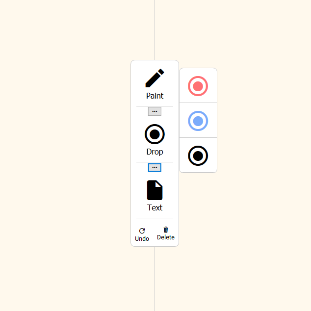 Screenshot of the first version of the draggable grading options submenu