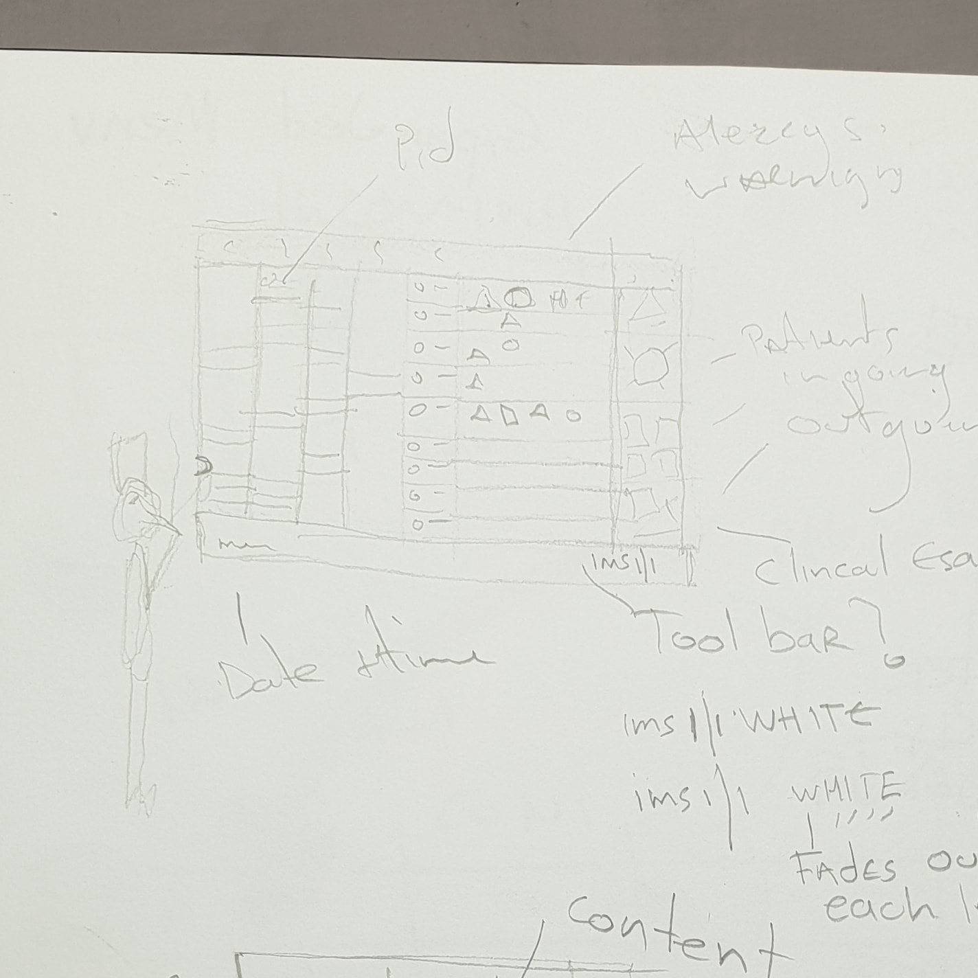 Wireframe sketch of Sketch of whiteboard