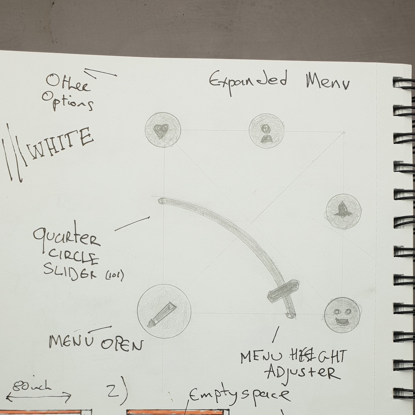 Detailed sketch of height adjuster menu