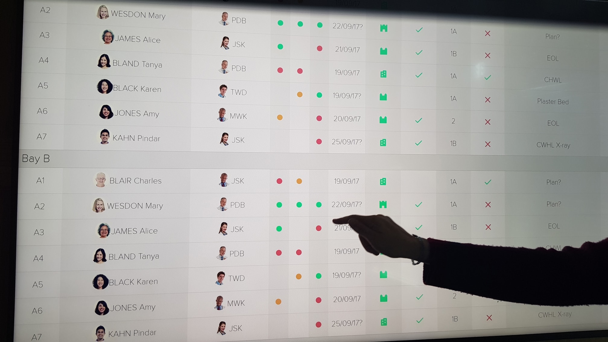 Second photo of the second Whiteboard prototype being tested on an 80 inch display